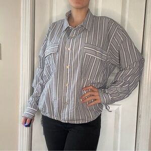 Lucky Brand Blue and White Striped Utility Shirt